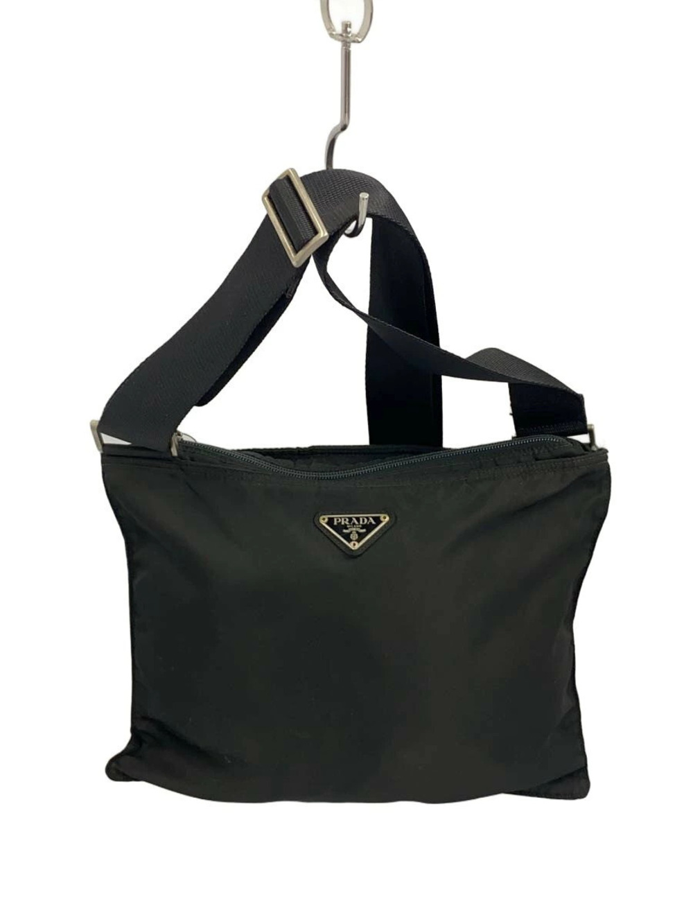 Prada Tessuto Triangle Shoulder Bag Black